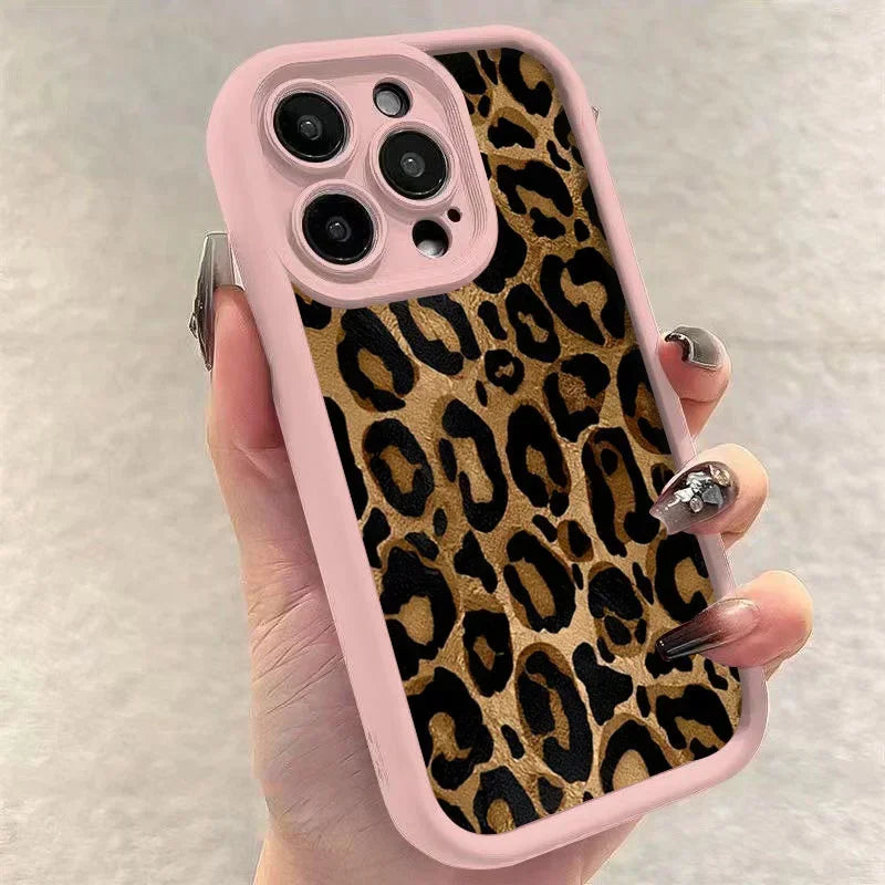 Fashion Black Leopard Case for iPhone 17 16 15 14 13 12 11 Pro Max 7 8 Plus