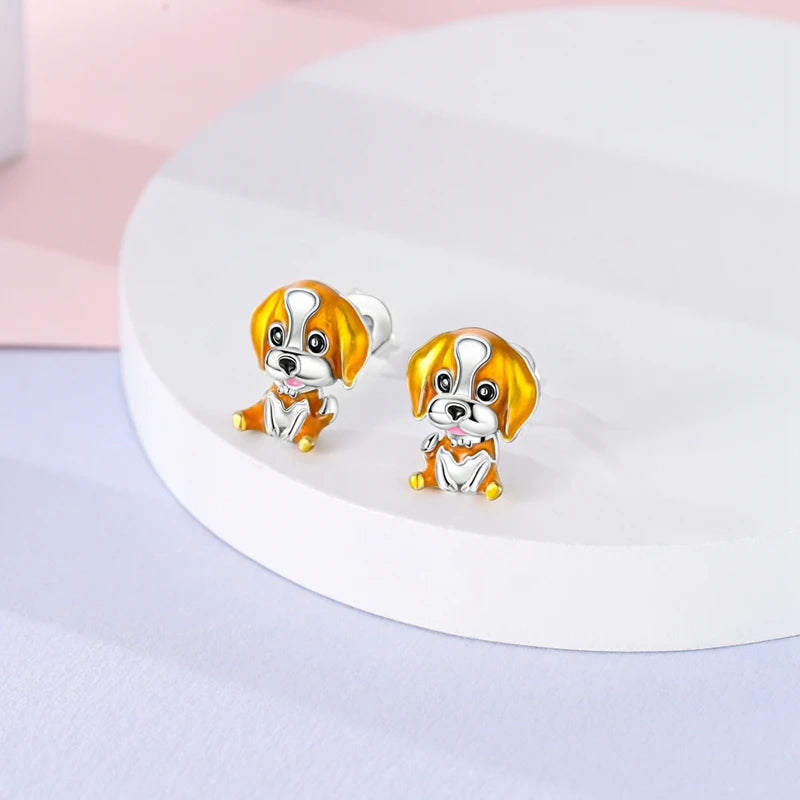 925 Sterling Silver Cats Dogs Animals Hoop Ear Studs Anniversary Gift