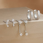 3 Pairs S925 Needle Minimalist Earrings Set Hoop Ear Climber Stack