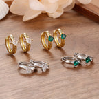 New Square Green Zircon Hoop Earrings High Quality Exquisite Gift