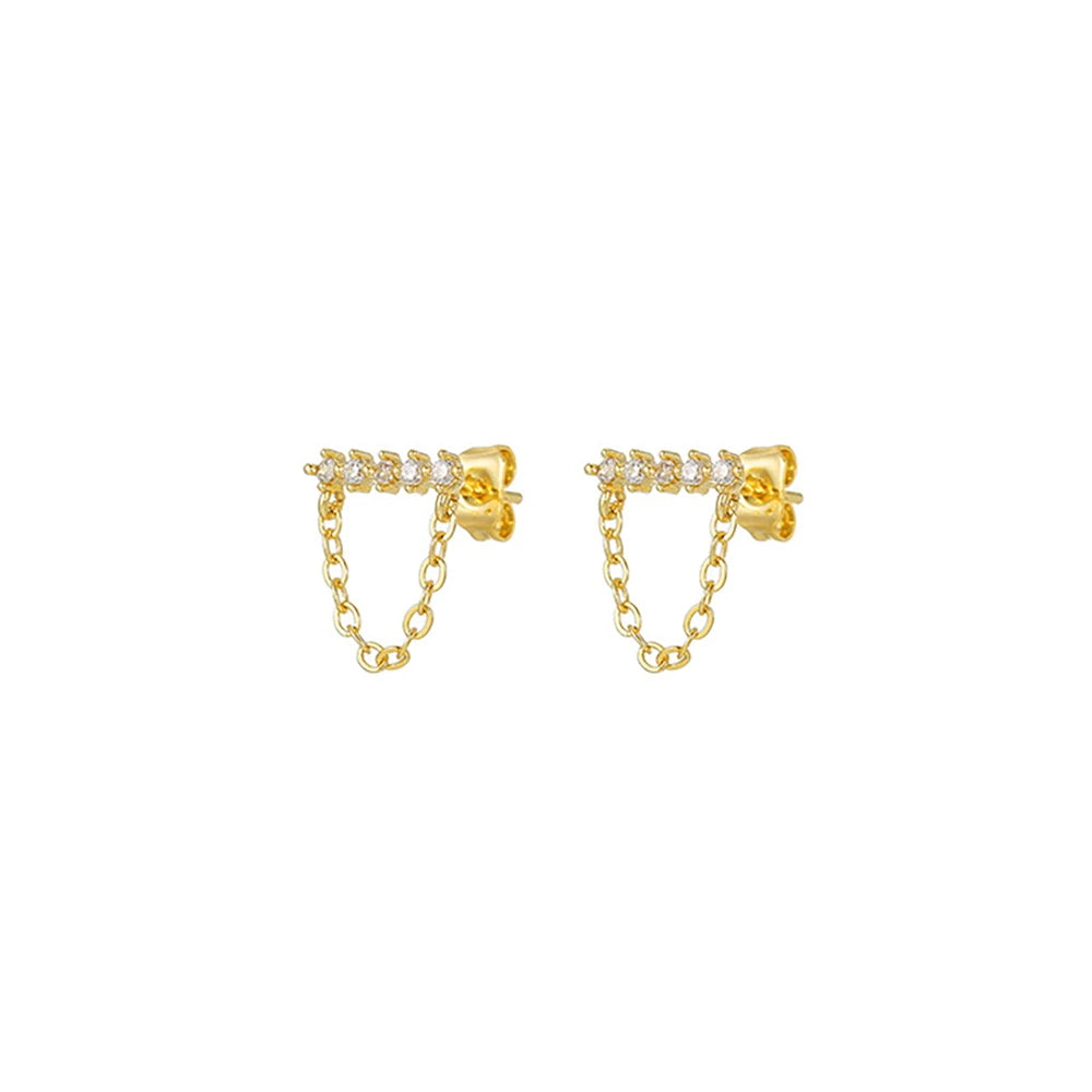 Trendy Gold Colour Long Tassel Chain Hanging Earrings Heart Clips