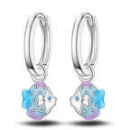 925 Sterling Silver Blue Devil Fish Hoop Earrings Anniversary Jewellery Gift