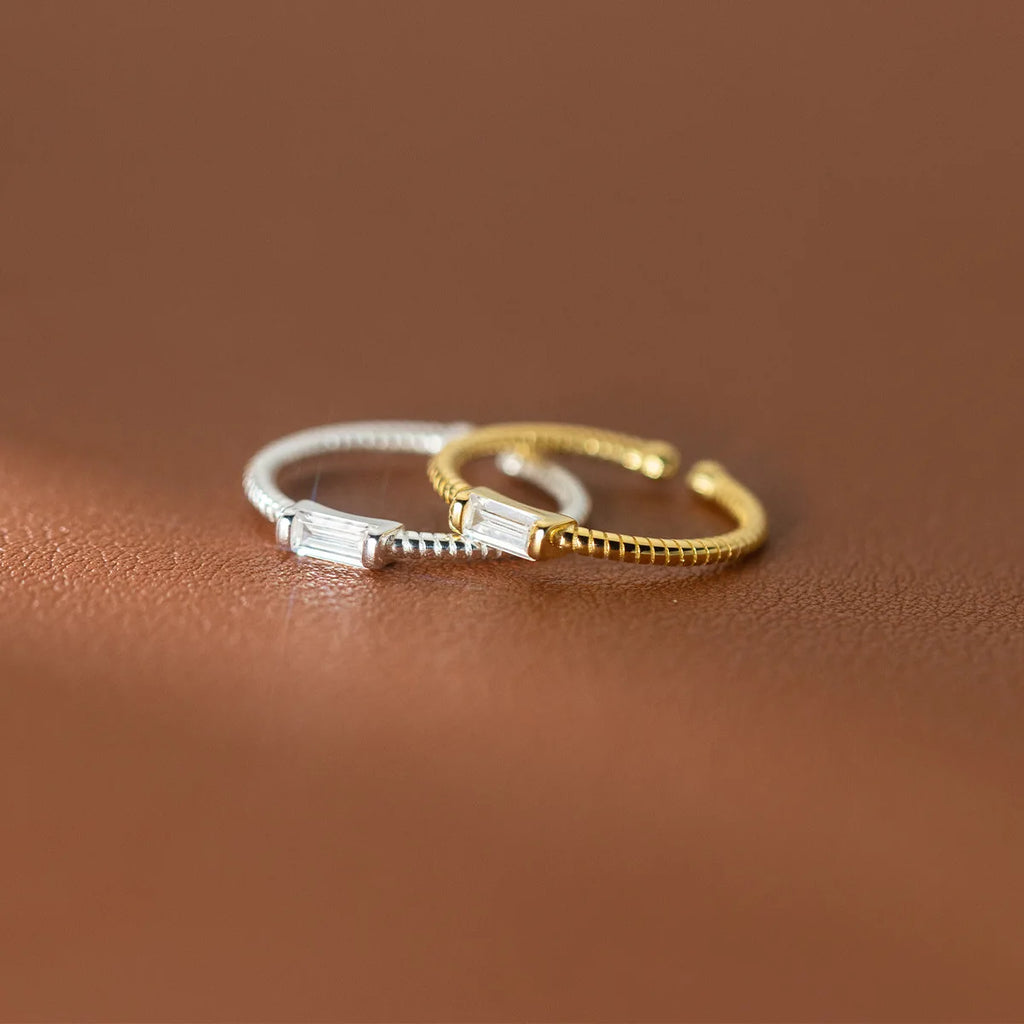 925 Sterling Silver Square Zircon Adjustable Ring Engagement High Quality Jewellery Wholesale