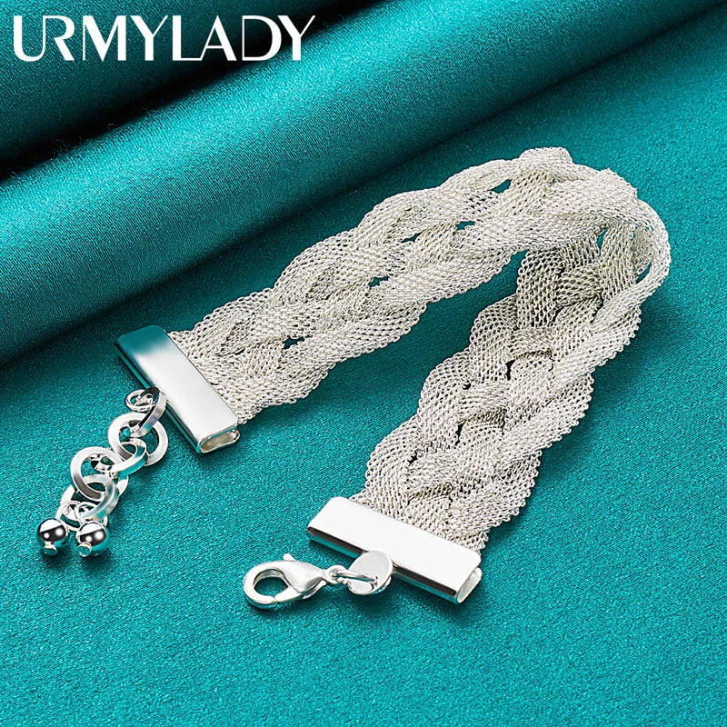 Braid Chain Bracelet 925 Sterling Silver Men Women Wedding Fashion Jewellery