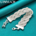 Braid Chain Bracelet 925 Sterling Silver Men Women Wedding Fashion Jewellery