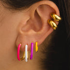 Colourful Neon Enamel Metal Huggie Hoop Earring Stainless Steel