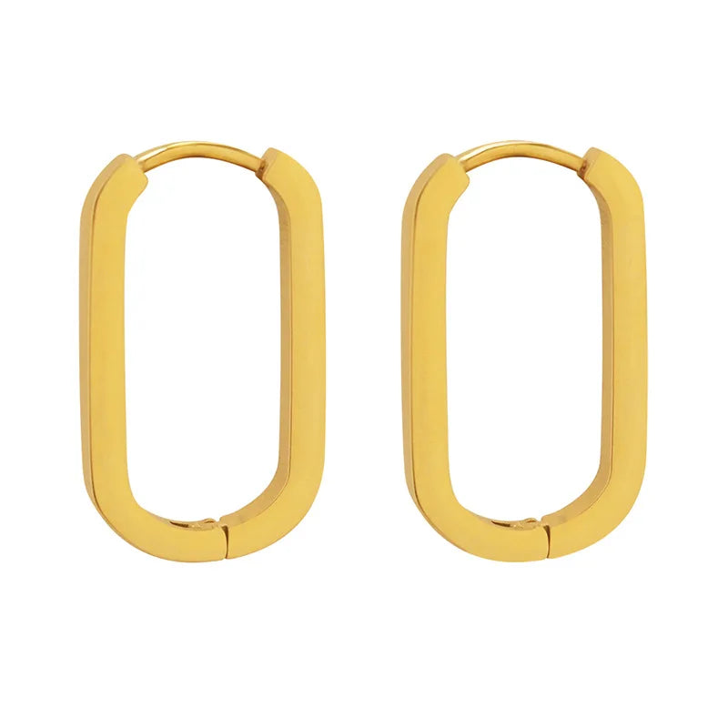 2022 Stainless Steel Zircon Square Chain Hoop Earrings Small Pendant