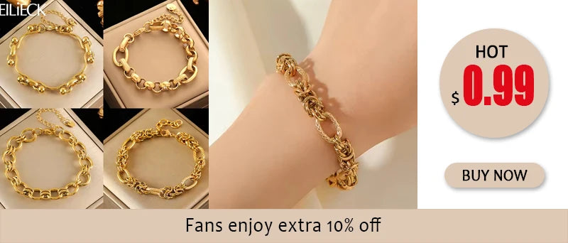 Gold Colour Starfish Moon Star Stainless Steel Charm Bracelet Trendy