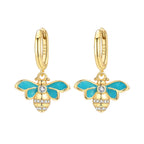 925 Sterling Silver Blue Iris Flower Drop Earrings Anniversary Jewellery Gift