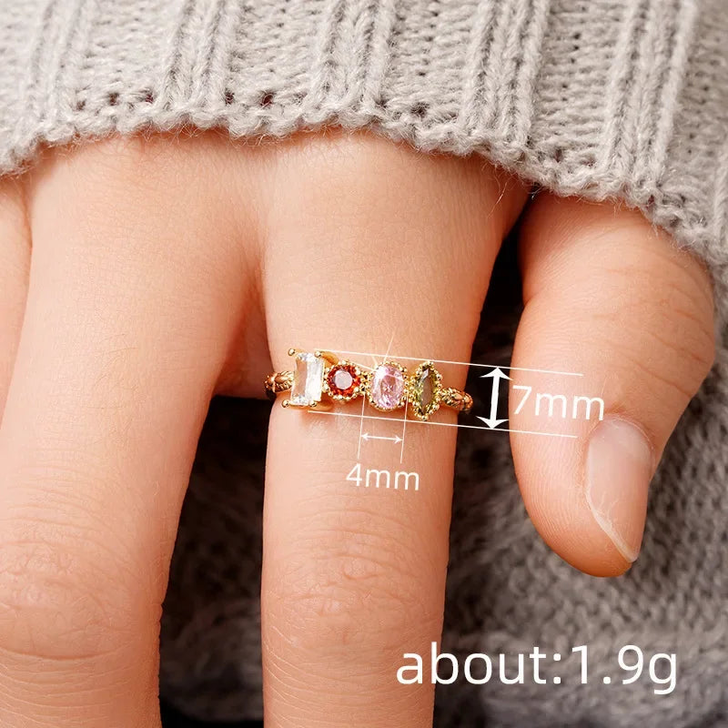 925 Sterling Silver Cubic Zirconia Wedding Party Ring Luxury Gold Colour Bright Trendy Jewellery