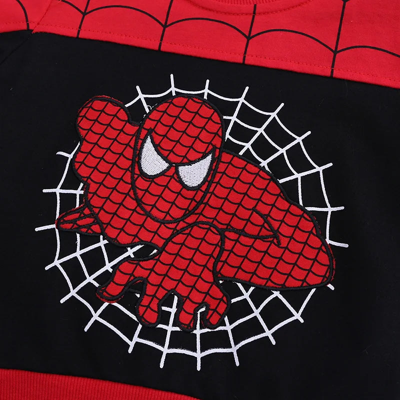 3pcs Spiderman Cosplay Costume Kids Boys Hooded Vest T-Shirt & Pants Tracksuit