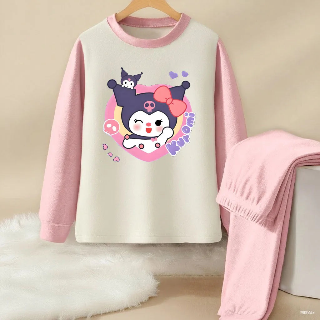Sanrio Hello Kitty and Kuromi Girls Autumn Winter Pyjamas Soft Home Wear