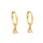 2PCS Stainless Steel Zirconia Small Hoop Earrings Water Drop Pendant