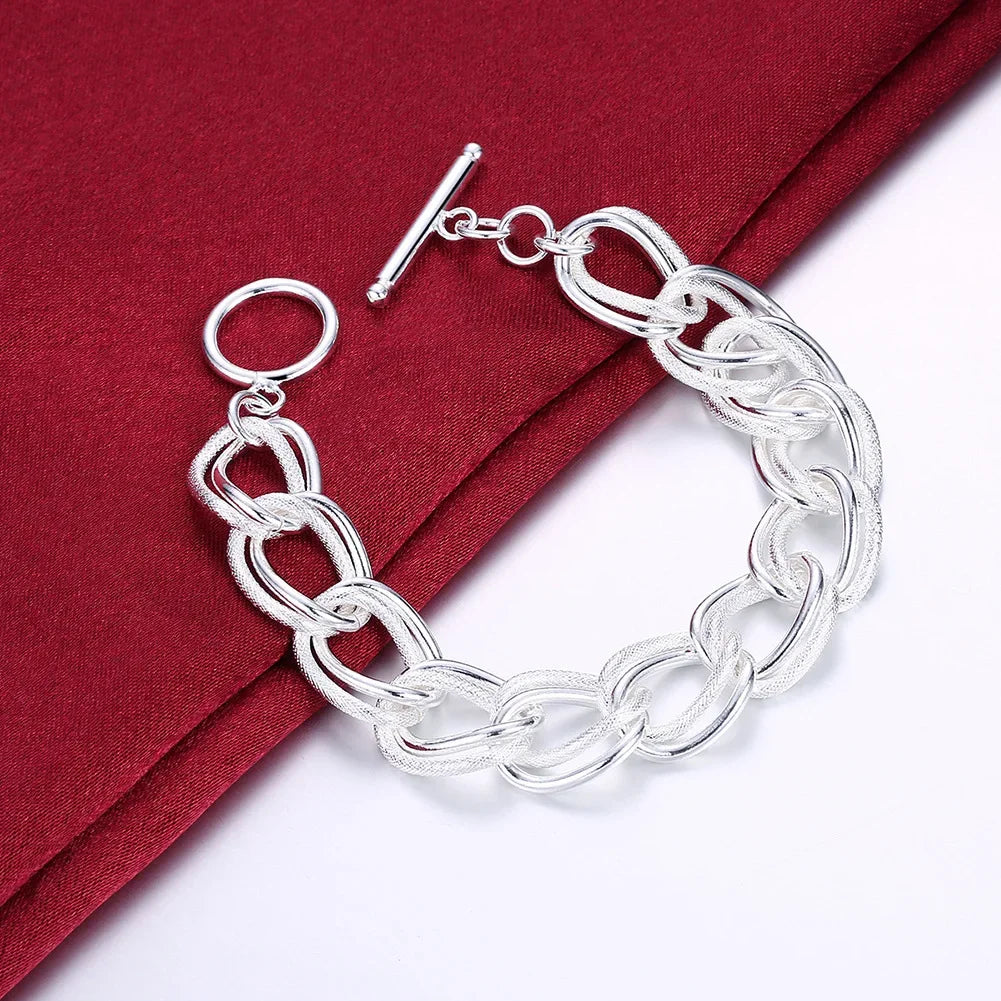 Double Twist Chain Bracelet 925 Sterling Silver Women Wedding Accessories