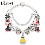 Pink Crystal Bead Charm Bracelet Colourful Enamel Handmade DIY Jewellery