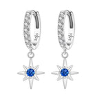 925 Sterling Silver Star Moon Sun Tassel Versatile Hoop Earrings Fine Gift