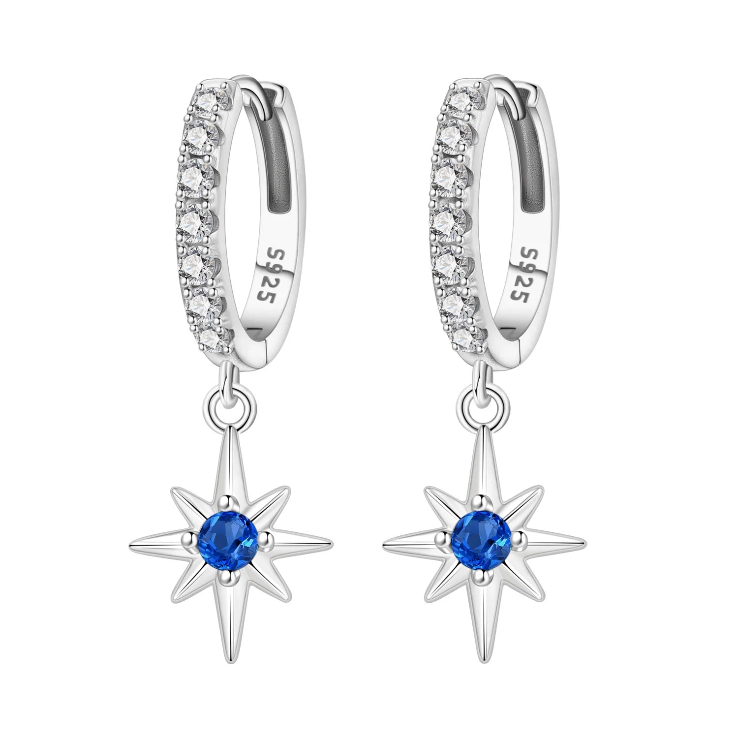 925 Sterling Silver Tassel Zircon Ear Studs Sparkling Hoop Earrings Gift