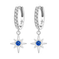 925 Sterling Silver Sparkling Blue Snowflake Drop Earrings Trendy Jewellery