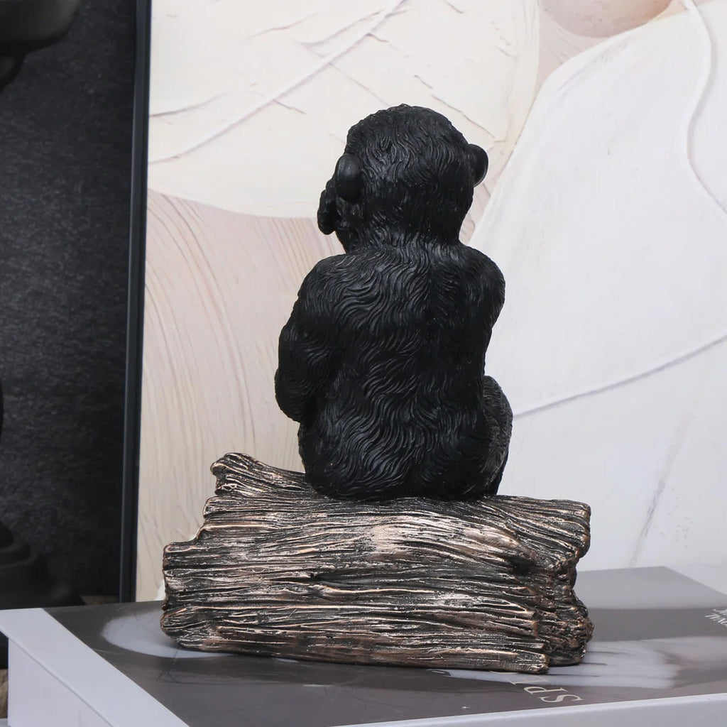 Resin Black Gorilla Sculpture Chimpanzee Statue Home Bookshelf Decor Thinker Figurine