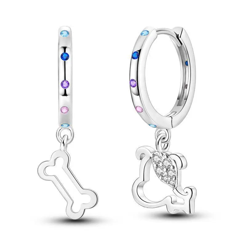 925 Sterling Silver Cats Dogs Animals Hoop Ear Studs Anniversary Gift