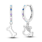 925 Sterling Silver Cats Dogs Animals Hoop Ear Studs Anniversary Gift