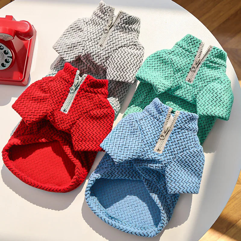 Half Zip Pet Sweater Winter Clothes Hairless Cat Small Medium Dog Pullover
