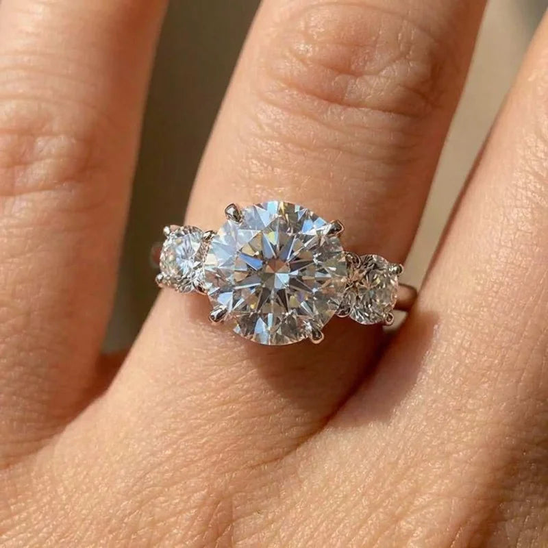 925 Sterling Silver Simple Elegant Wedding Ring Brilliant Cubic Zirconia Engagement Eternity Jewellery