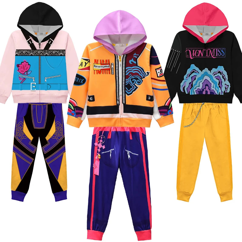 Kids Kpop Demon Hunter Hoodie and Pants Set Fashion Girls Casual Clothing