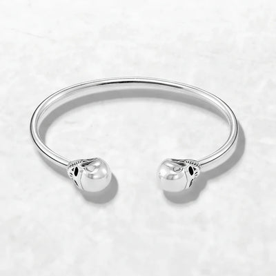 Skull Bangle Bracelet 925 Sterling Silver Karma Rebel Jewellery Men Women