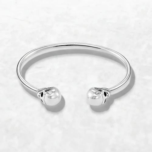 Skull Bangle Bracelet 925 Sterling Silver Karma Rebel Jewellery Men Women
