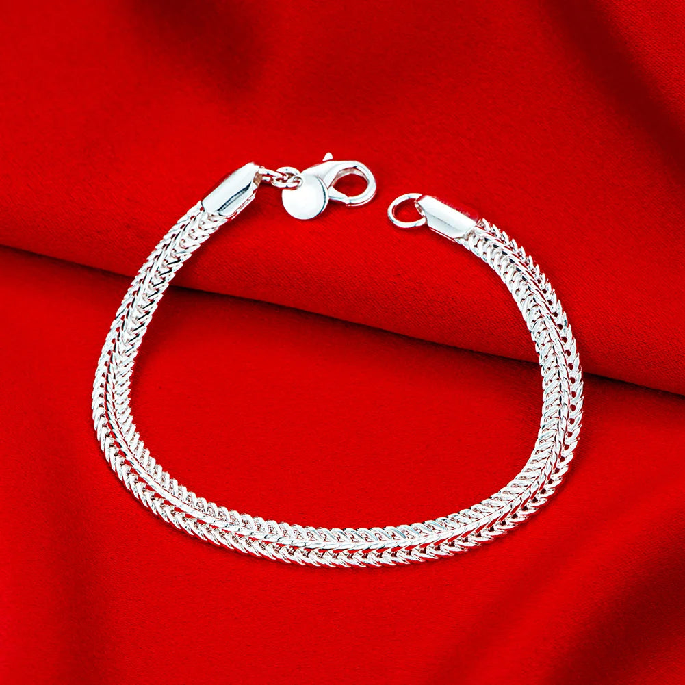 20cm Cute Chain Bracelet 925 Sterling Silver Noble Men Women Fashion Jewelry