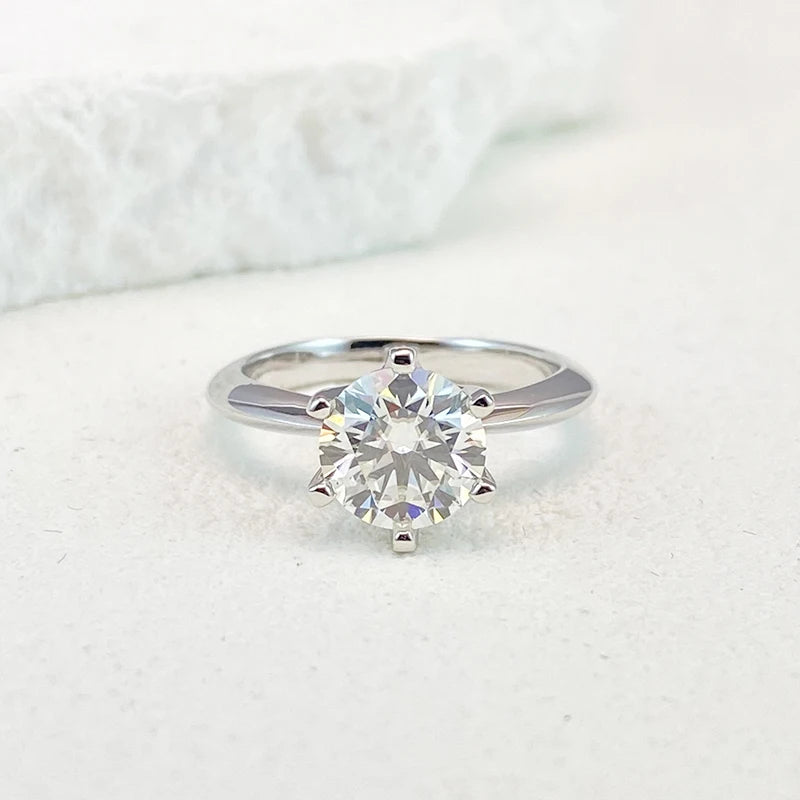 NeeTim 0.5-5ct Moissanite Ring For Women 925 Sterling Silver with White Gold Plated Lab Diamond Engagement Wedding Band Jewelry