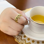 Royal Power Crown Golden Ring 925 Sterling Silver Victorian Vintage Men Women