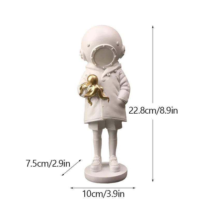 Deep Diver Sculpture Street Art Girl Statue Office Home Interior Decoration Shelf