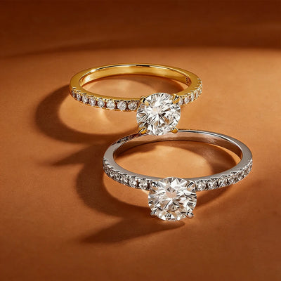 14k Gold Filled 2 Carat 8mm Round Moissanite Solitaire Ring GRA Certified