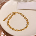 Geometric Oval Embossed Textured Link Chain Bracelet for Women,Stainless Steel Stacking Jewelry