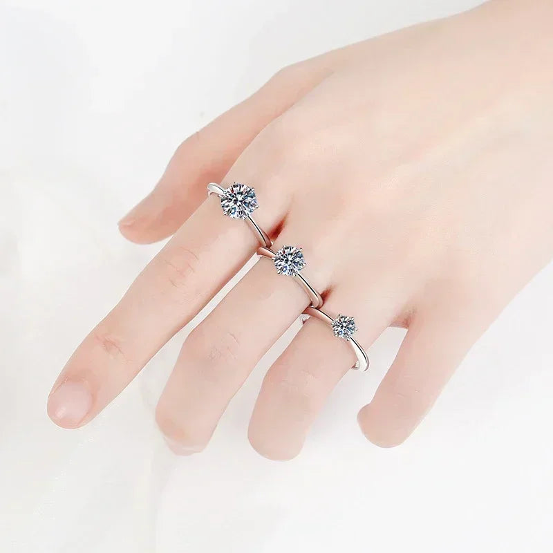 NeeTim 1-5CT Moissanite Ring Lab Diamond Solitaire Ring for Women S925 Silver Engagement Party Wedding Band Jewelry Certified