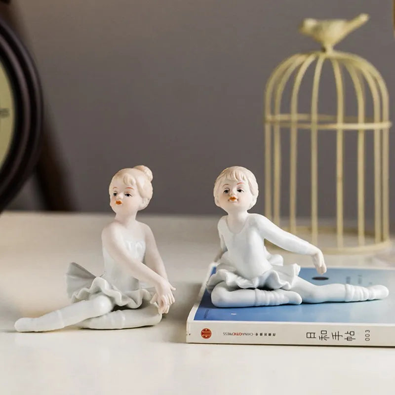 Ceramic Ballet Girl Figurine Doll Interior Home Decoration Living Room Creative Gift