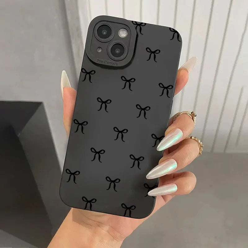 Simple Bow Silicone Case for Xiaomi Mi 15 14T 13T Pro Poco F6 F5