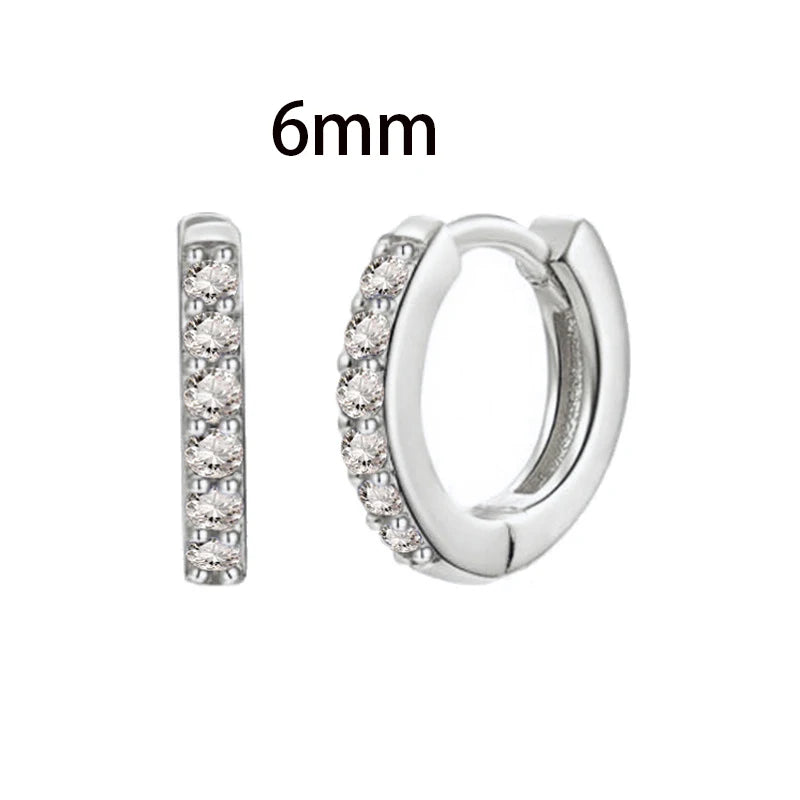 New Design Stainless Steel Cubic Zirconia Small Hoop Earrings Punk
