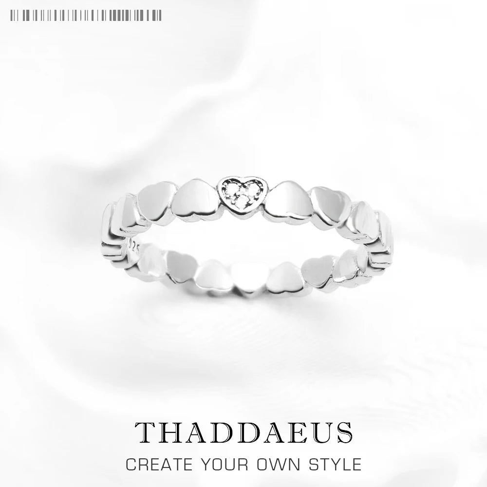 Love Hearts Ring 925 Sterling Silver Romantic Fine Jewellery Women Gift