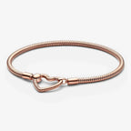 New 925 Silver Sparkling Heart to Heart Double Loop Leather Rope Weaving Bracelet Fashion DIY Charm Exquisite Jewelry Gift