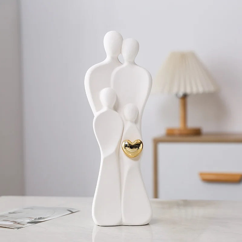 26cm Couple Figurines Family Figure Household Statue Centerpiece Home Tabletop Modern