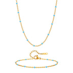 Stainless Steel Chain Bracelet for Women, Colorful Beads Summer 18k Gold Plated, Stainless Steel Waterproof Wrist Jewelry