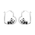 925 Sterling Silver Cute Lazy Cat Animal Pet Hoop Earrings Birthday Gift