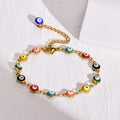 Evil Eye Bracelet,stainless Steel Chain Blue Eye Bracelet Stackable Adjustable Link, Protection Amulet Jewelry