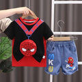 Summer Boys Spiderman Short Sleeve T-Shirt & Jeans Set Kids Fashion Clothing