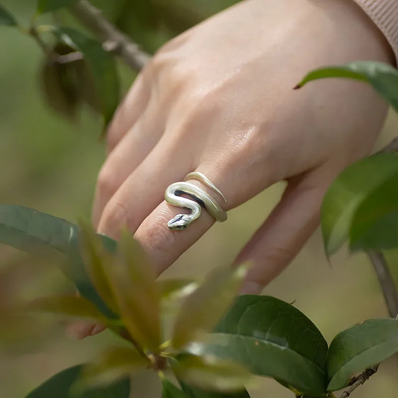 925 Sterling Silver Snake Frosted Adjustable Ring Engagement Jewellery Accessory Wholesale