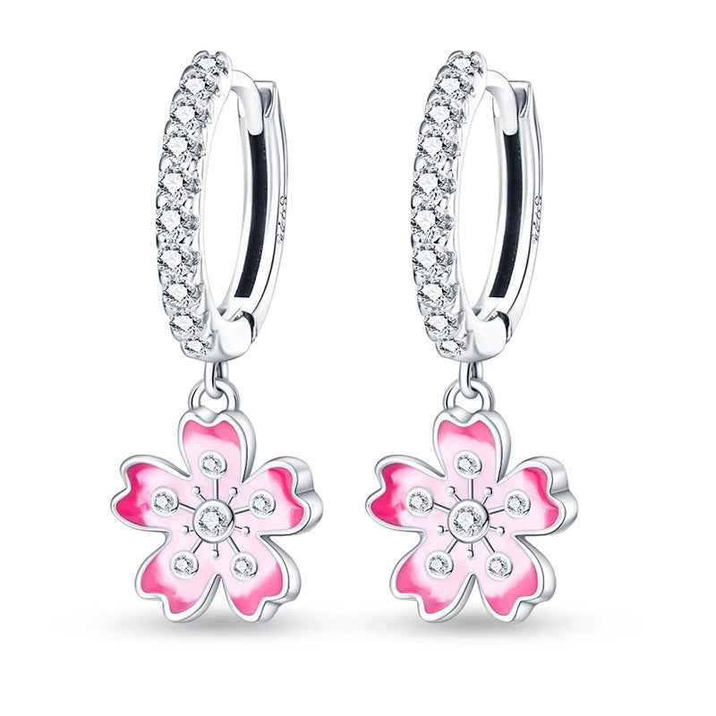 925 Sterling Silver Pink Sweet Bow Drop Earrings Trendy Anniversary Jewellery