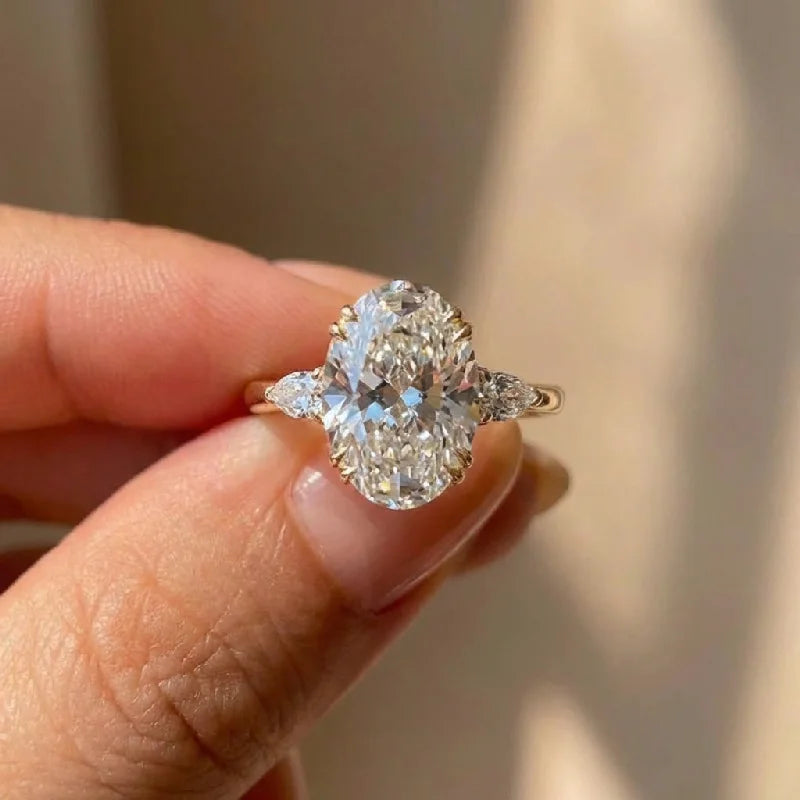 925 Sterling Silver Zirconia Gorgeous Shiny Oval Stone Ring Engagement Wedding Luxury Fine Jewellery
